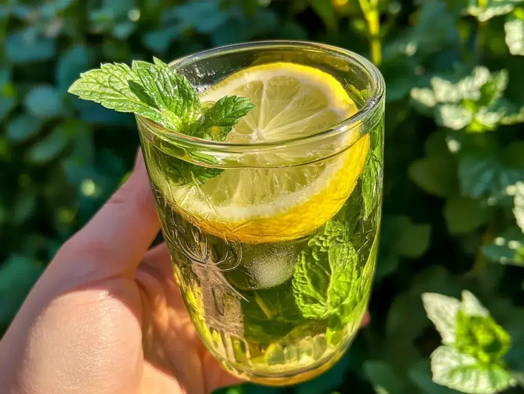 Served lemon balm recipe iced tea