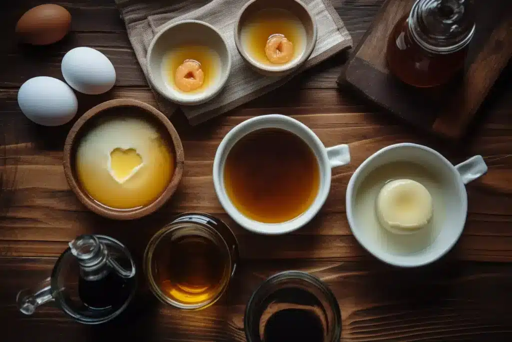 Flan ingredients flat lay