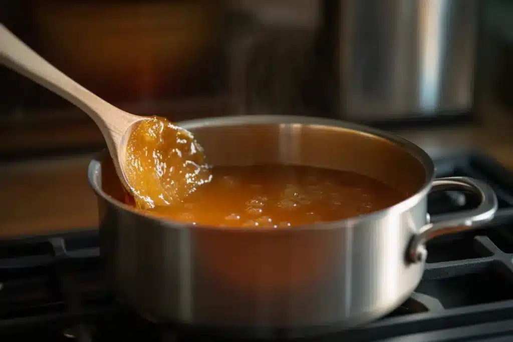 Sugar caramelizing for flan