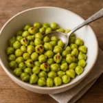 Fresh garbanzo beans with recipe card