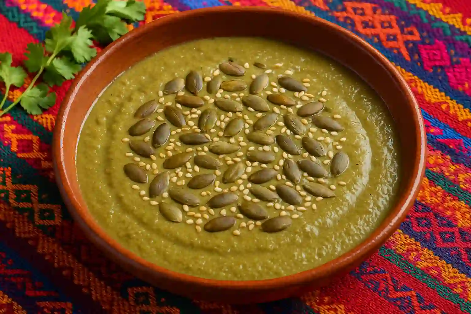 Ingredients for pipian verde on a wooden board