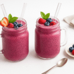 Step-by-step Costco fruit smoothie recipe collage