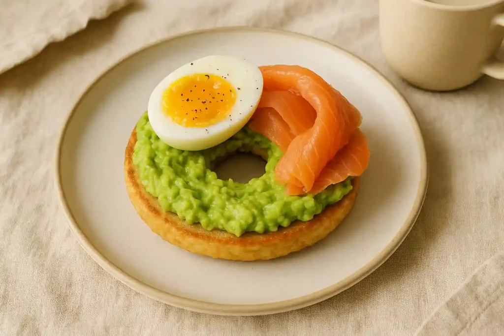 toasted protein bagel with healthy toppings