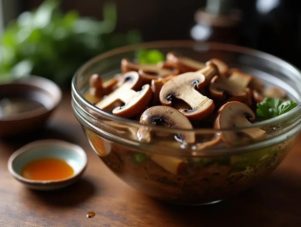 Marinated mushrooms for poke
