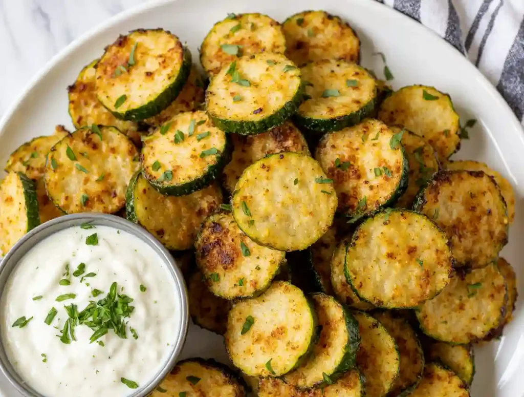 Air fryer zucchini fries with dipping sauce