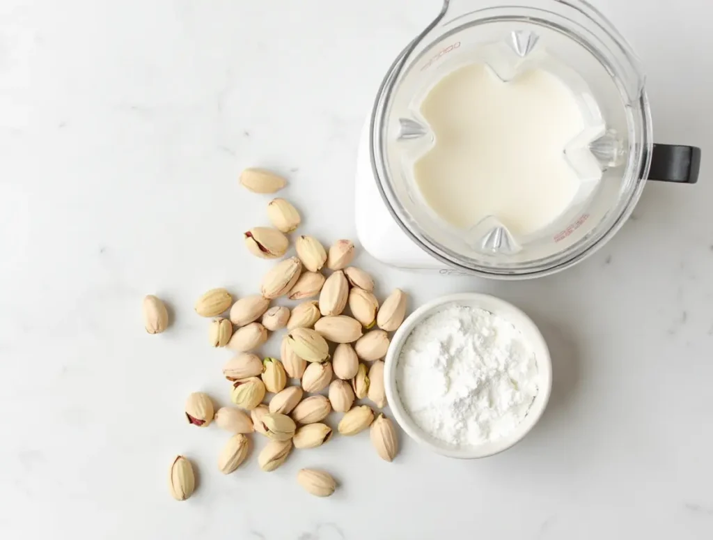 Ingredients to make pistachio cream