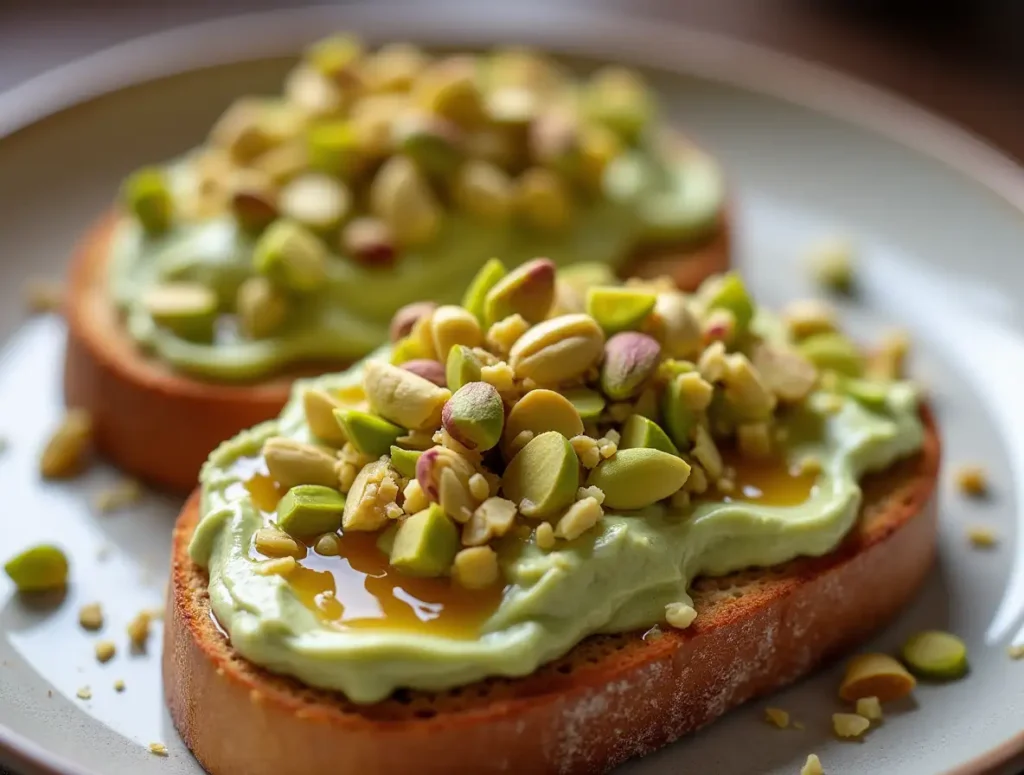 Pistachio cream served on toast