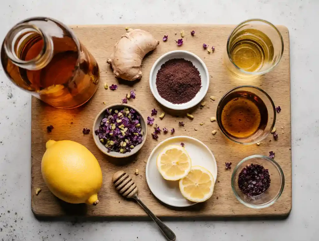 Ingredients for Brazilian Mounjaro recipe on wooden board