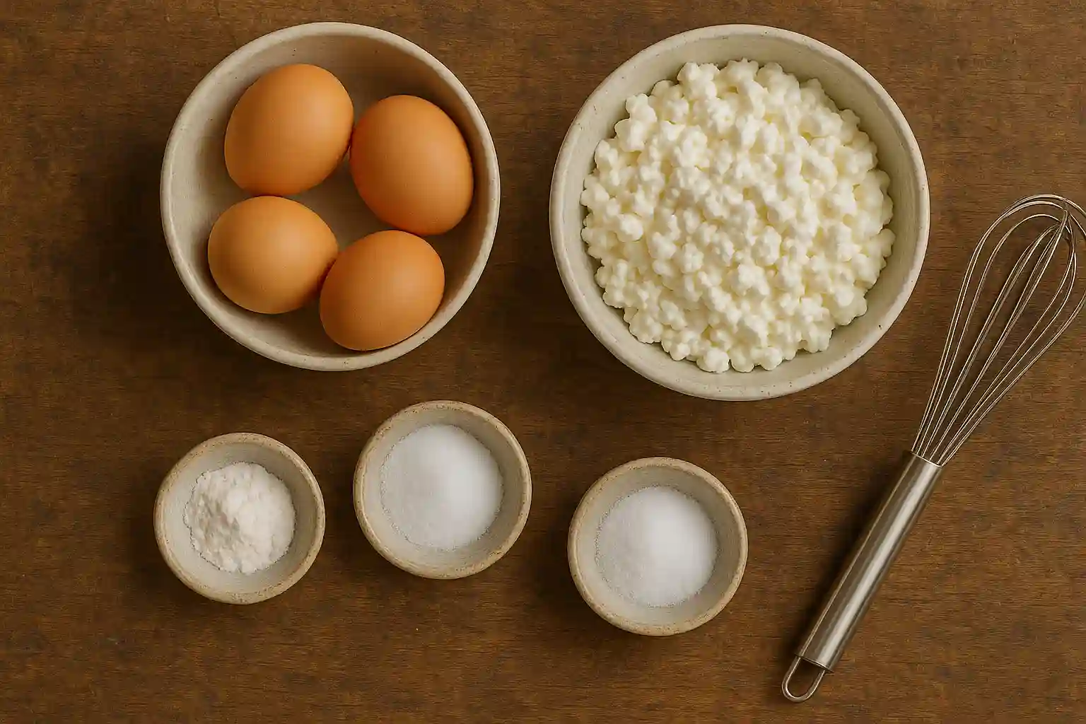 Ingredients for fluffy cottage cheese cloud bread