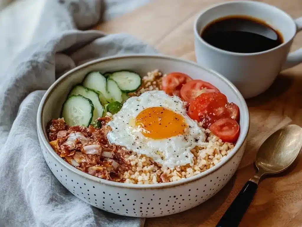 Keto breakfast bowl served on morning table