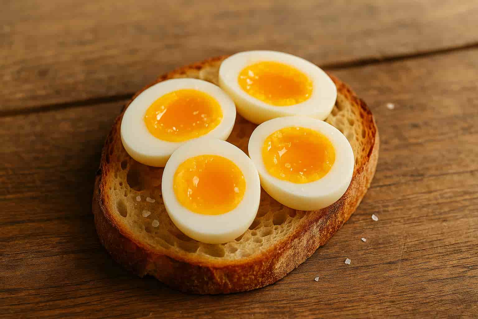 jammy eggs on toast with soft golden yolk