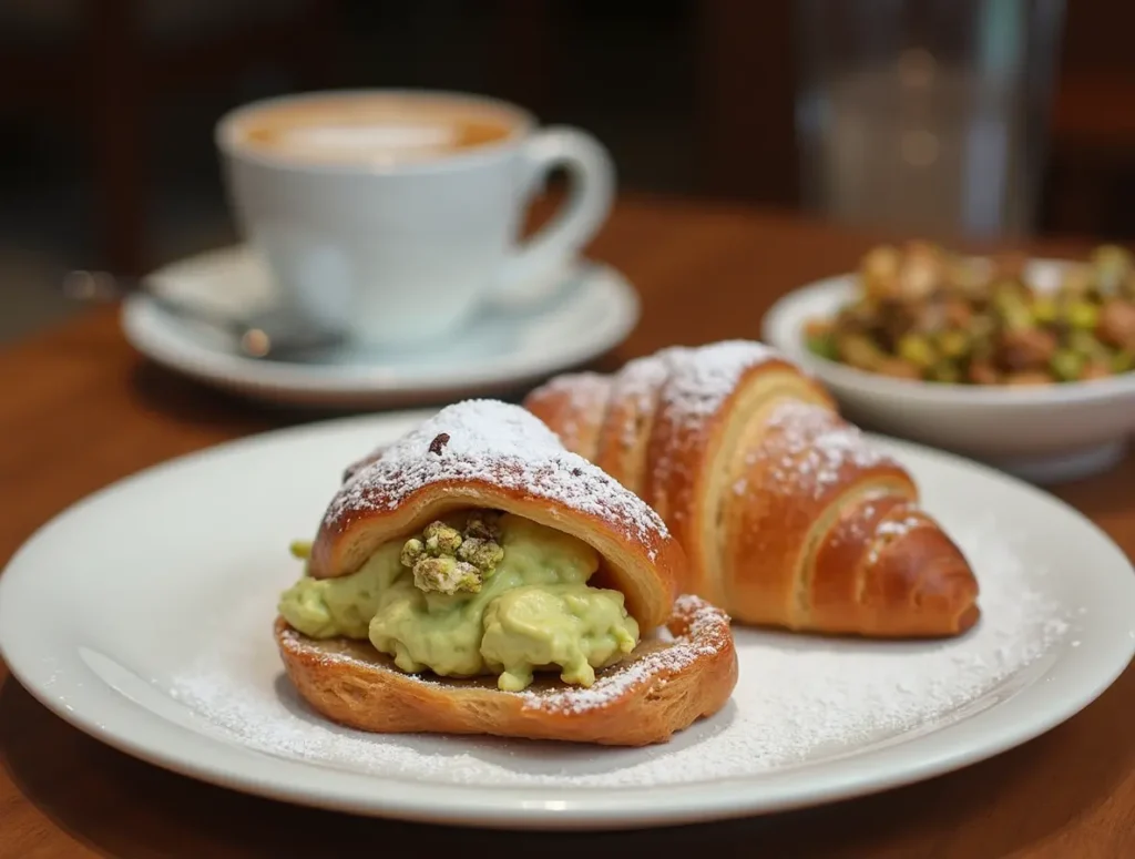 Croissant filled with pistachio cream