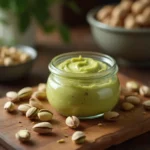 pistachio butter in jar for recipe card