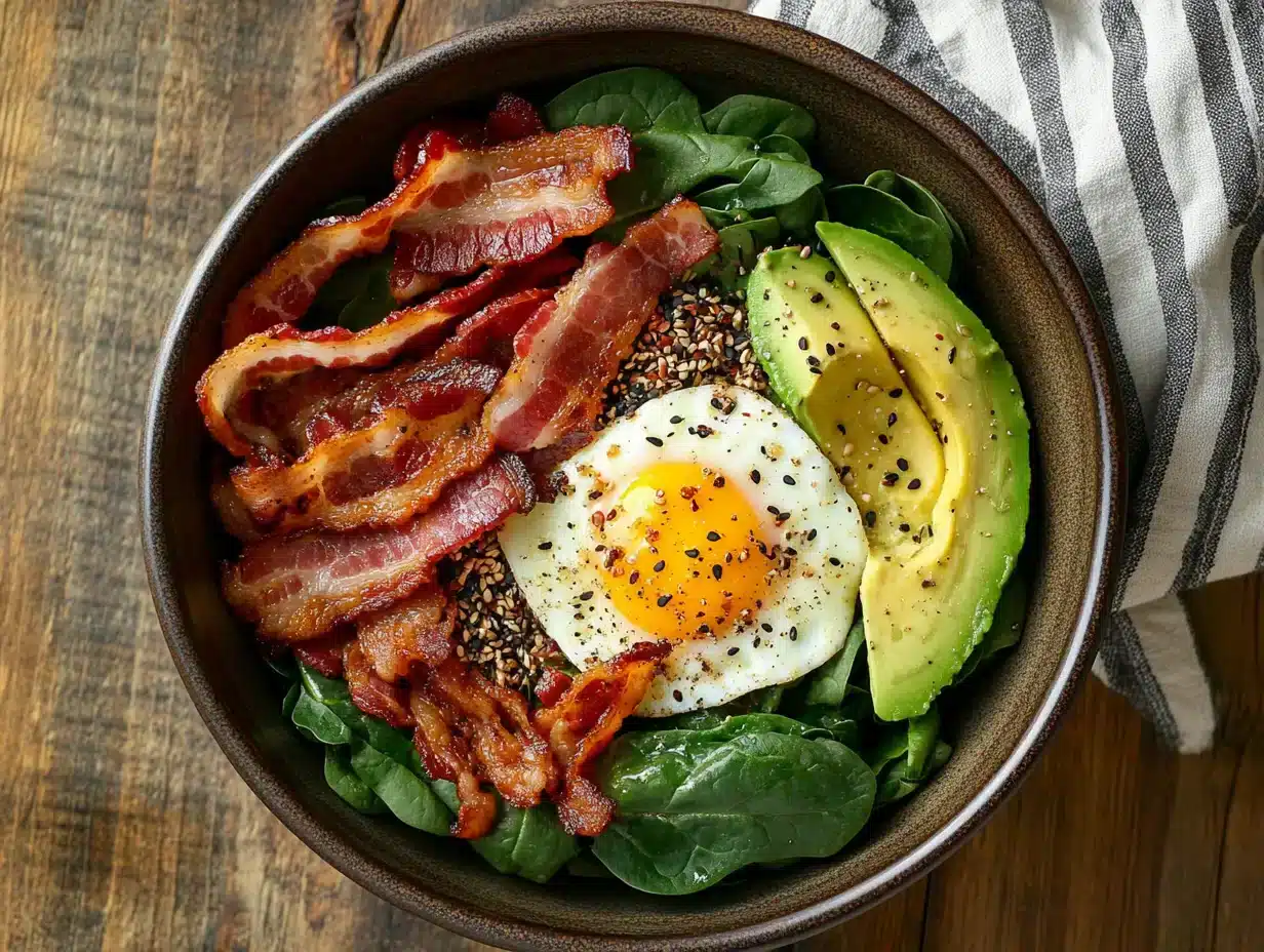 Ingredients for keto breakfast bowl