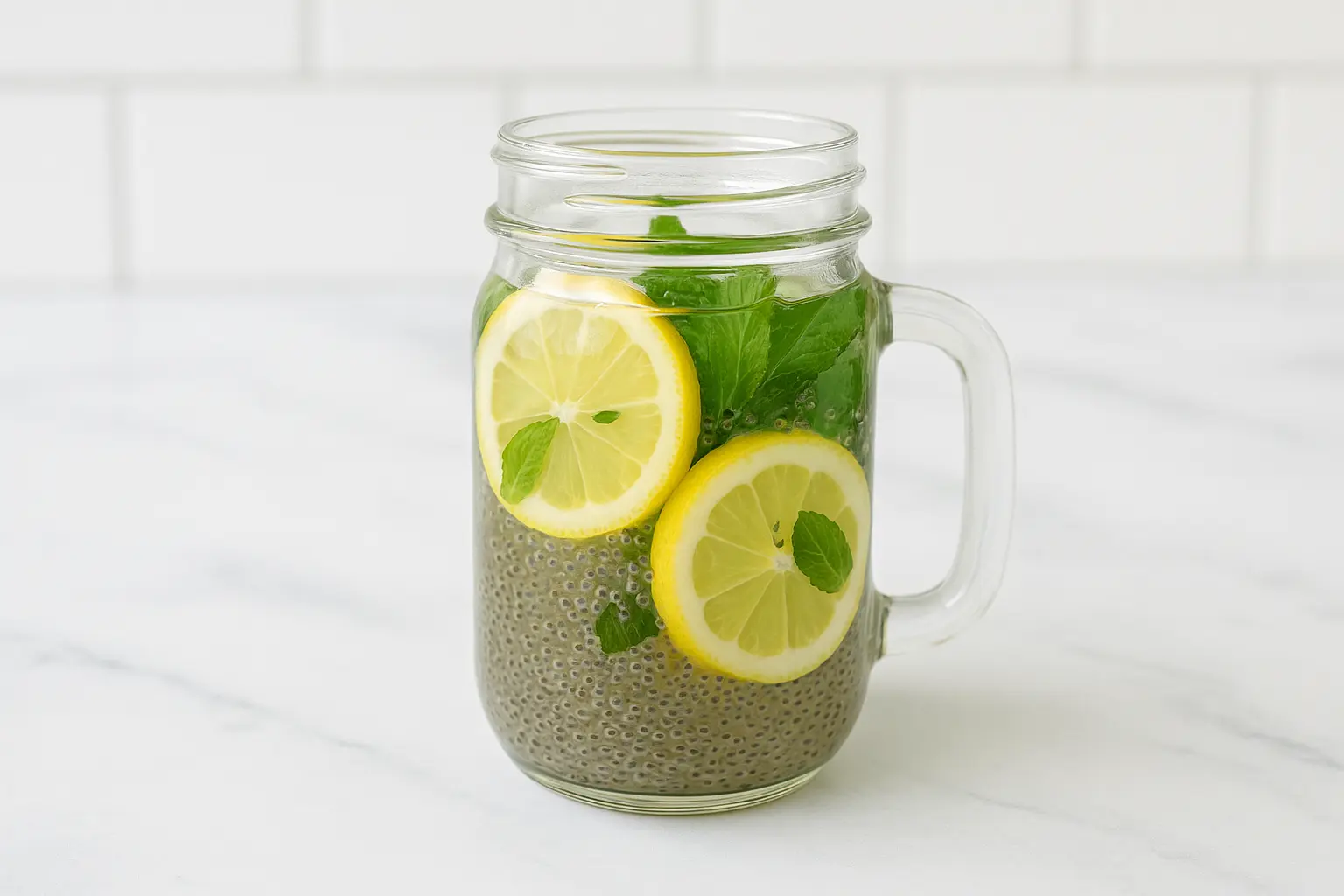 Ingredients for chia seed water recipe