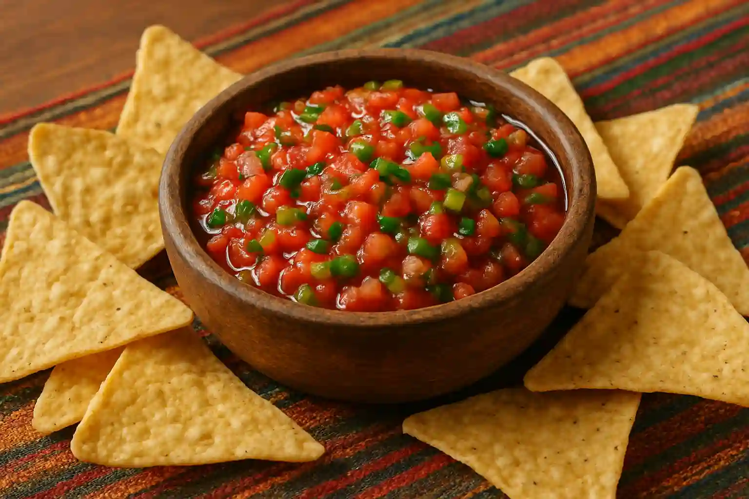 Chips and salsa calories in a traditional snack setup