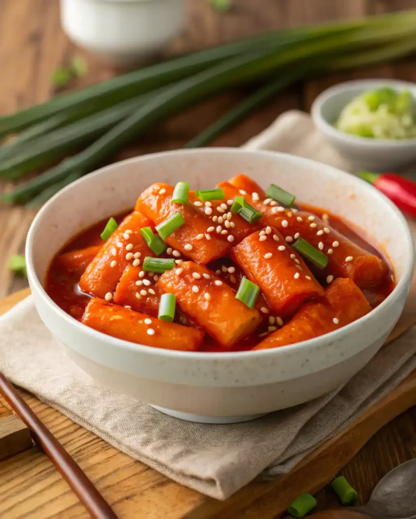 Yopokki recipe Korean spicy rice cakes in red sauce