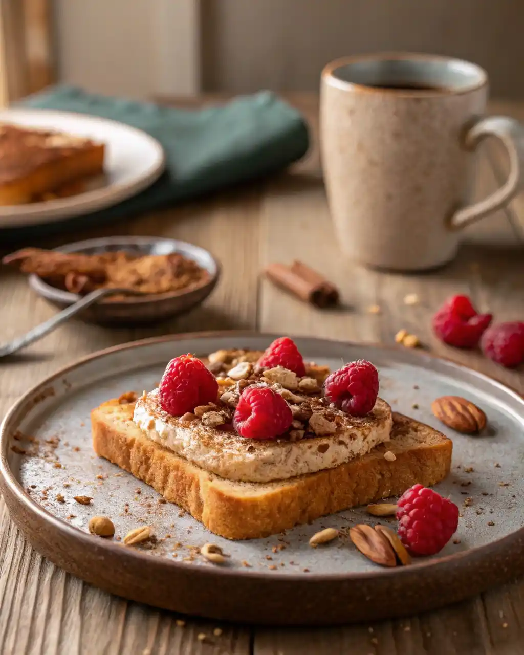 keto sweet stuff on toast with almond butter and berries
