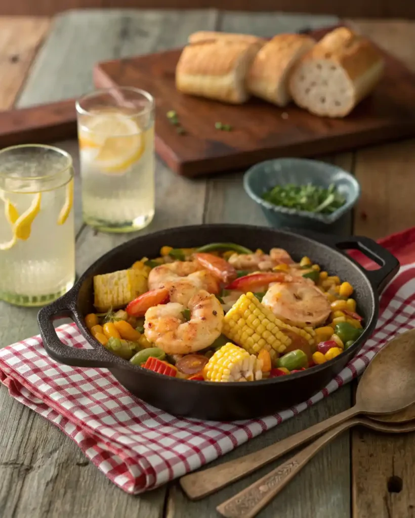 campfire shrimp skillet Cracker Barrel recipe card