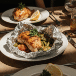 Recipe card style chicken foil packets photo