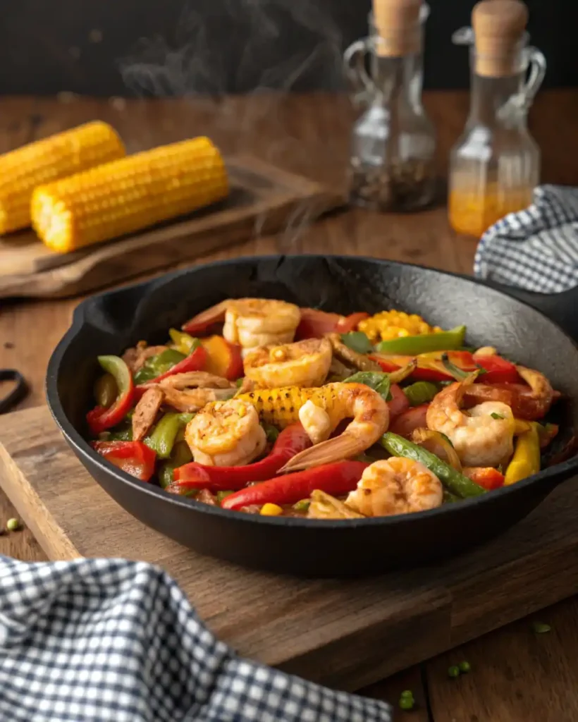 campfire shrimp skillet Cracker Barrel cooking step two