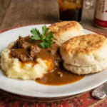 Popeyes gravy recipe served over mashed potatoes