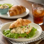 Chicken Salad Chick Fancy Nancy served with iced tea and croissant