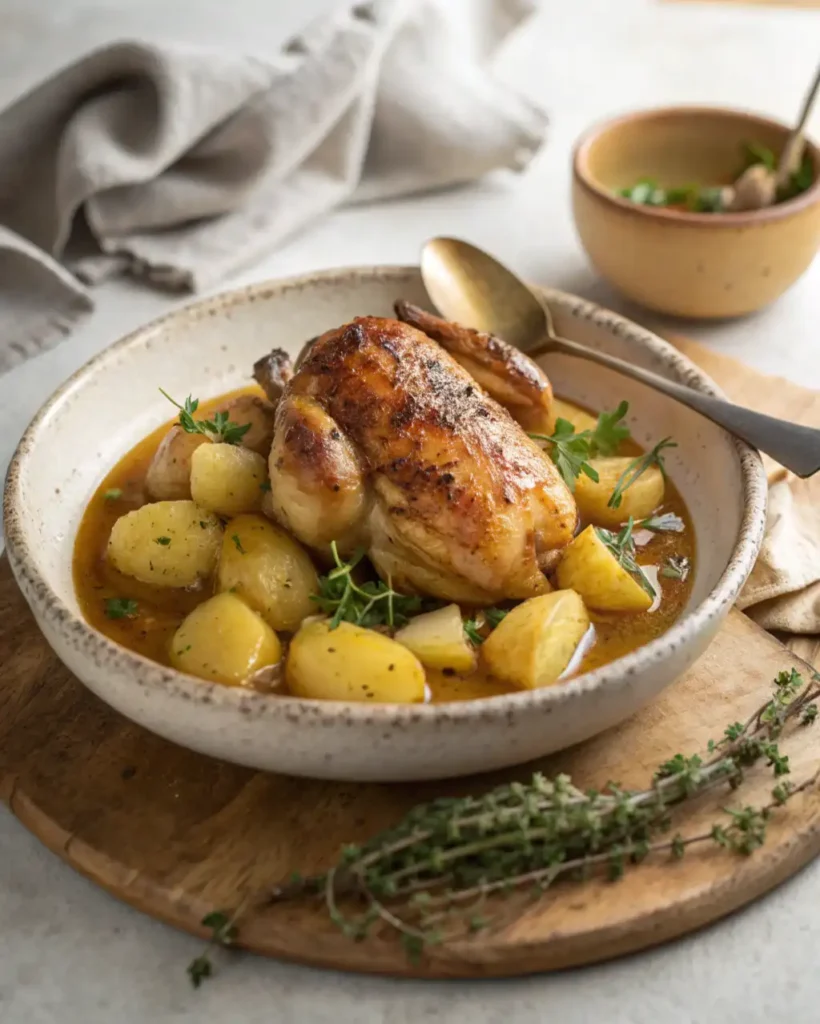 stoved chicken served with broth