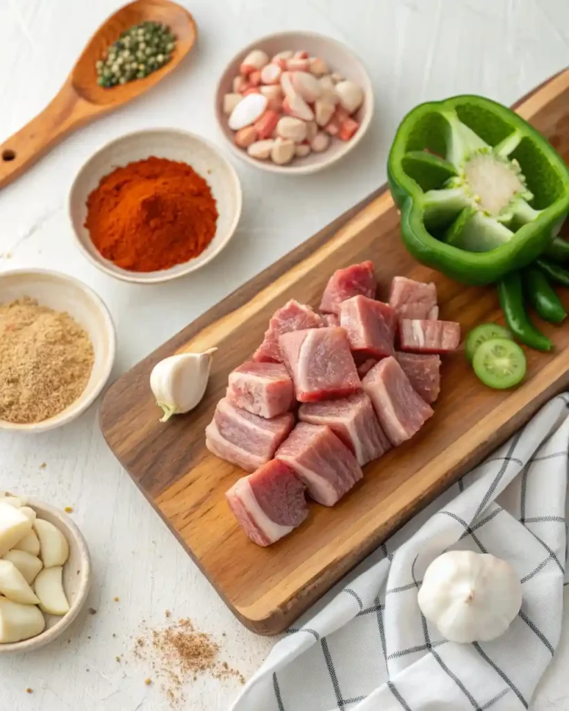 Ingredients for WW2 Wrapped Gator Bites on wood board