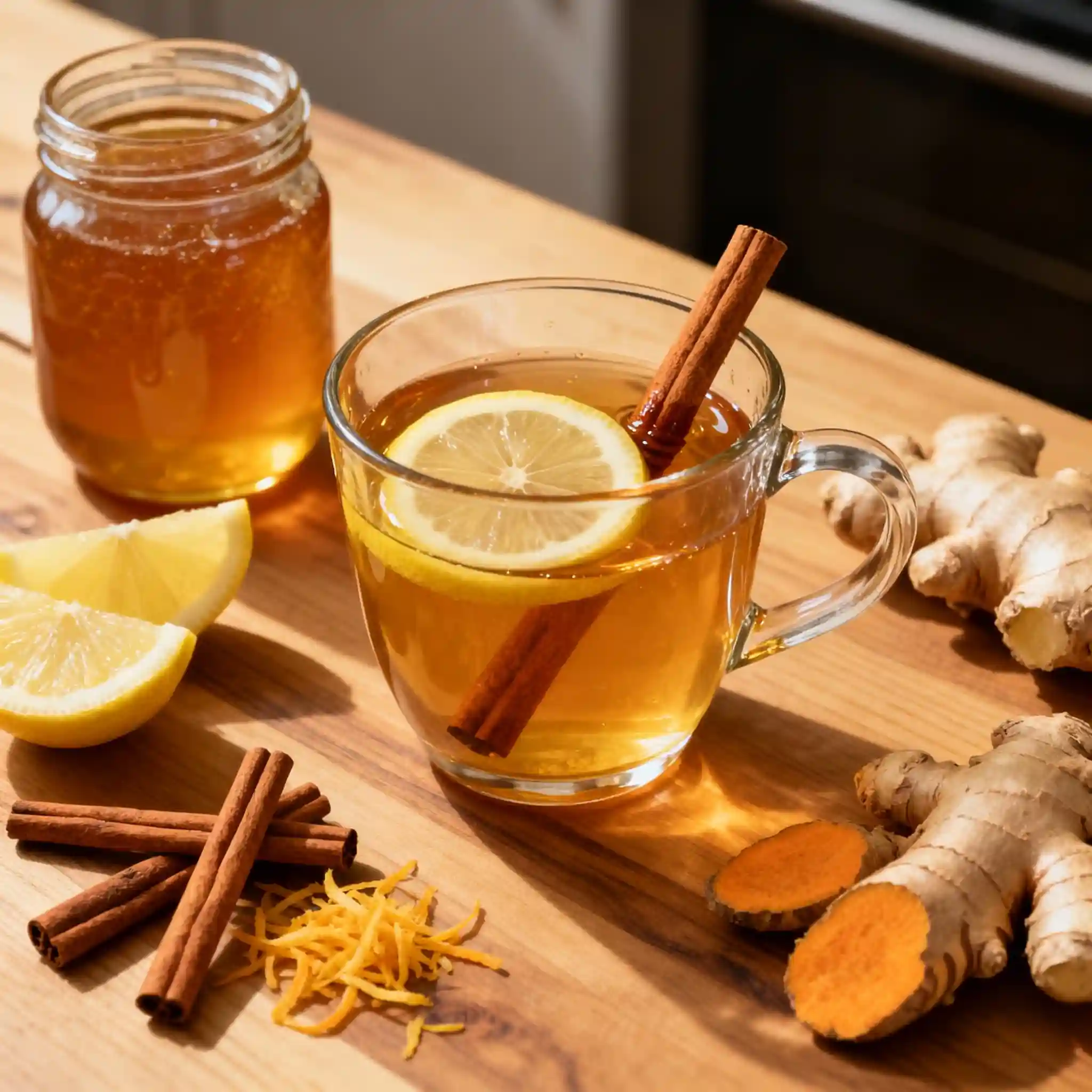 What is the Honey Trick Recipe ingredients setup in a cozy kitchen