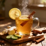 Honey Trick Recipe drink served warm with lemon and cinnamon