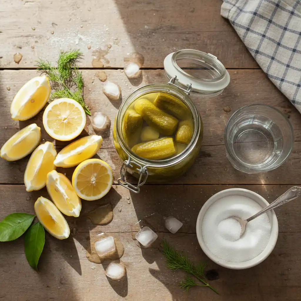 Ingredients for homemade pickle lemonade
