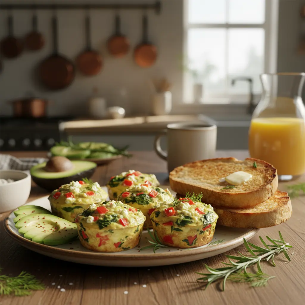 Egg muffins breakfast plate