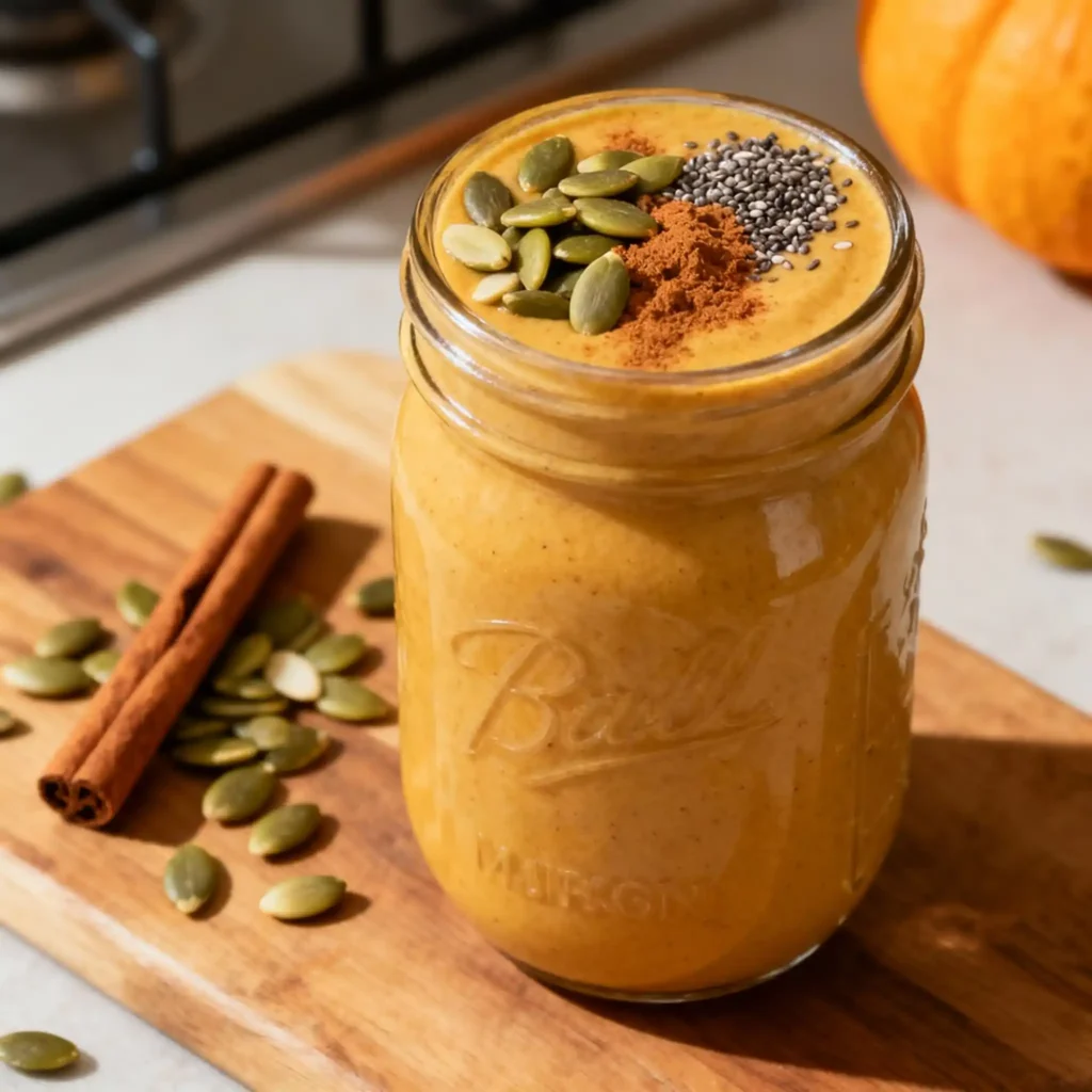 Bariatric pumpkin seed smoothie with chia and cinnamon