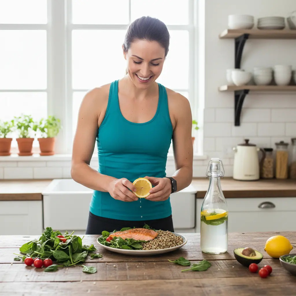 Athlete preparing a balanced meal to support GLP-1 weight loss and energy levels.