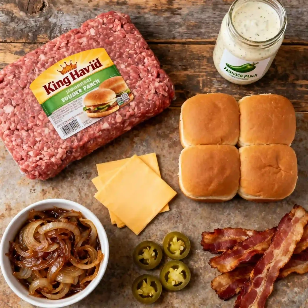  "Ingredients for homemade Big Mouth Bites sliders flat lay"