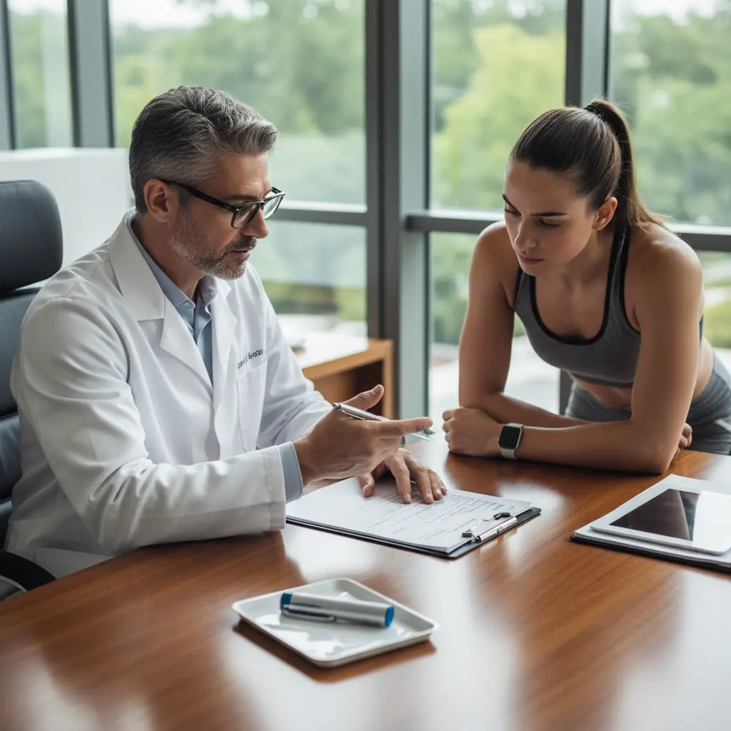 Doctor consulting patient about safe use of GLP-1 weight loss medication