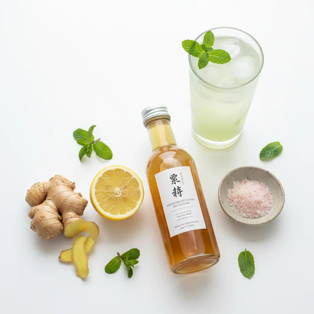 Ingredients for Japanese Mounjaro recipe with glass