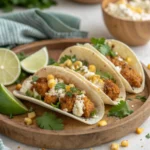 Street corn chicken tacos with toppings
