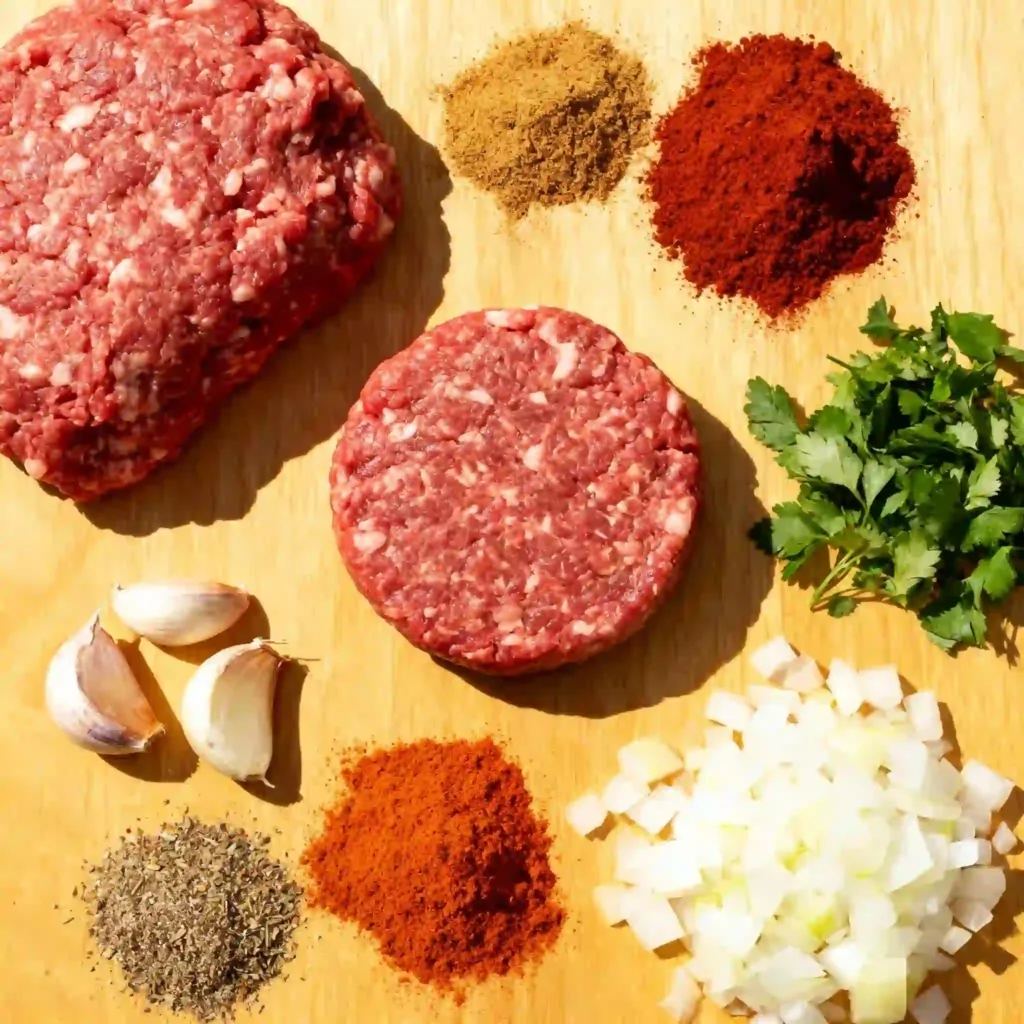 Ingredients for smoky chipotle burger patties recipe laid out