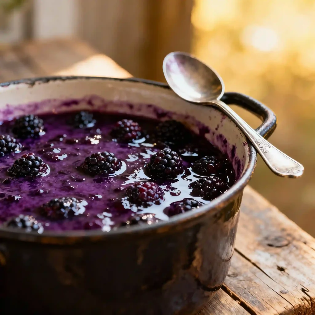 Close-up Homemade Blackberry Jam in Pot