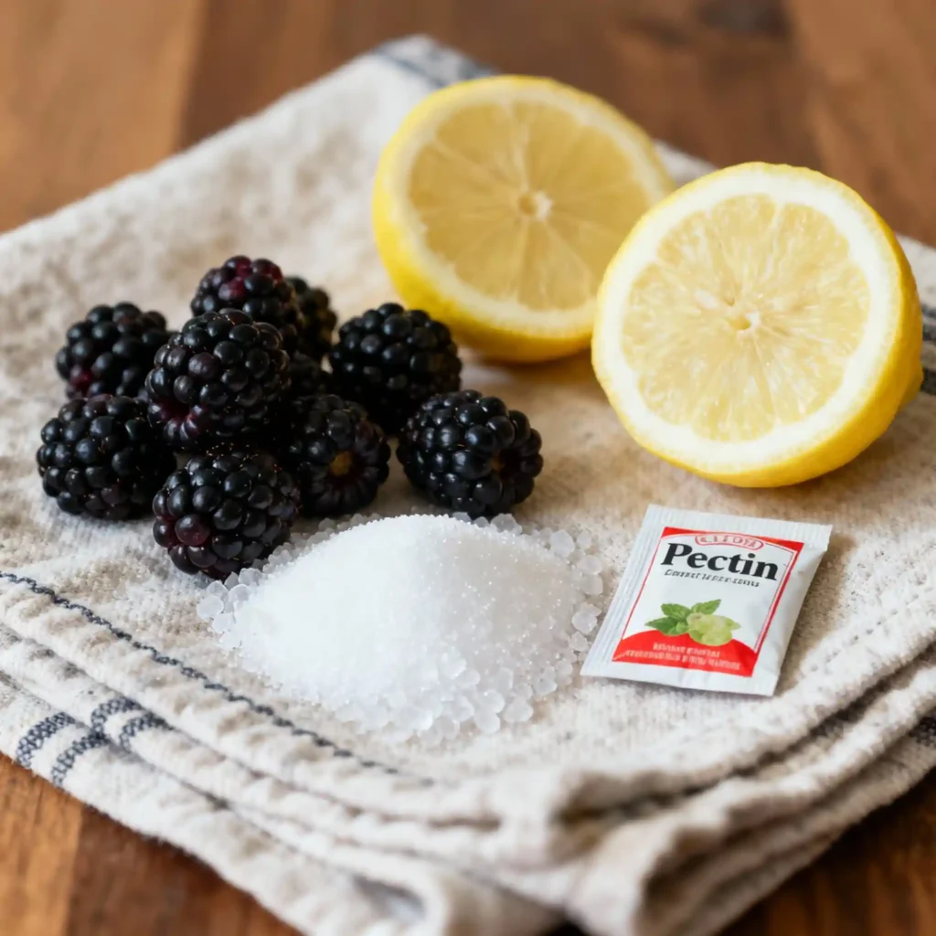 Ingredients for Homemade Blackberry Jam