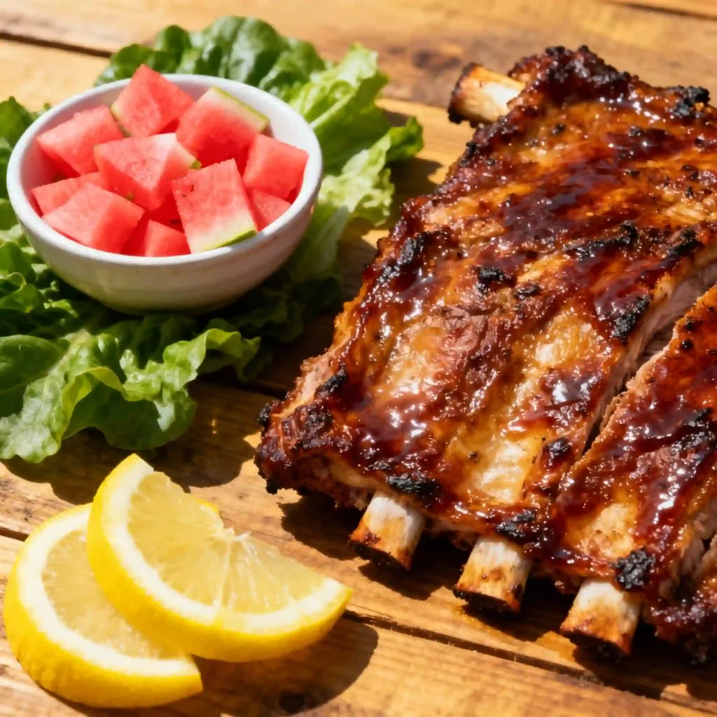  Serving Pickled Watermelon Rind with Barbecue