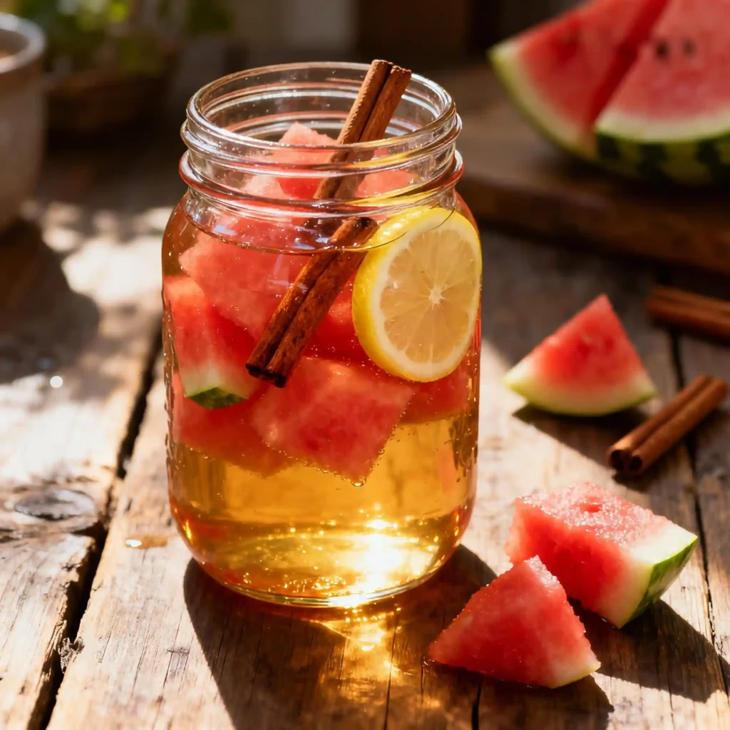 Pickled Watermelon Rind in Glass Jar