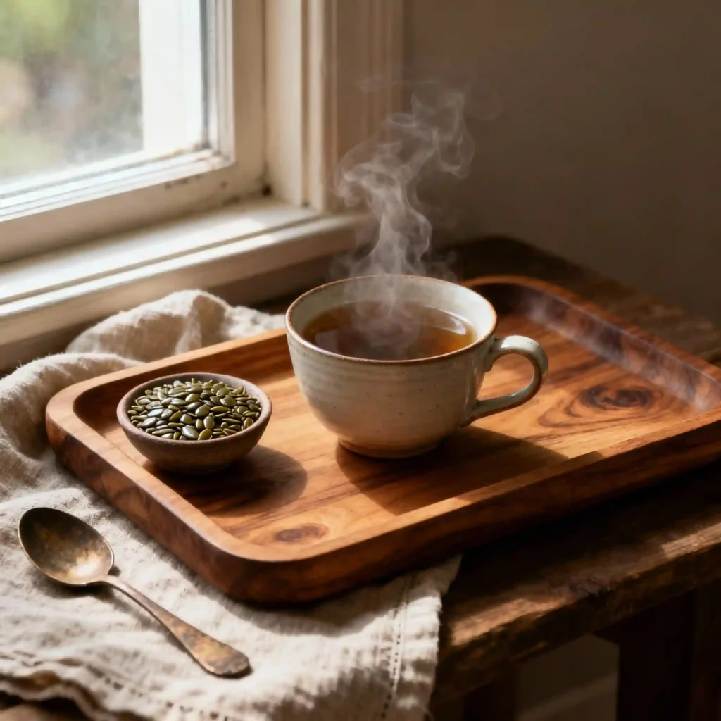  Serving bariatric seed tea with fresh seeds and garnish