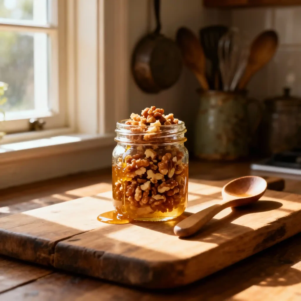 honey walnut mix in a jar for brain health