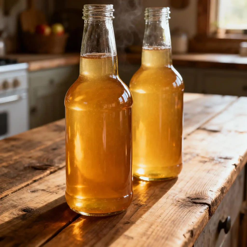 Homemade Apple Jelly in Glass Bottles