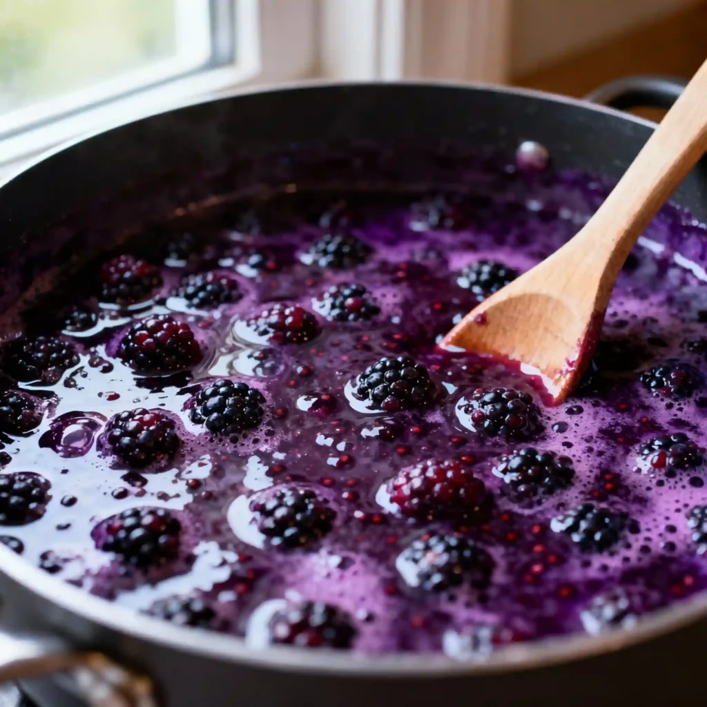 Close-up Homemade Blackberry Jam Cooking