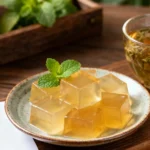 Serving gelatin weight loss cubes close-up