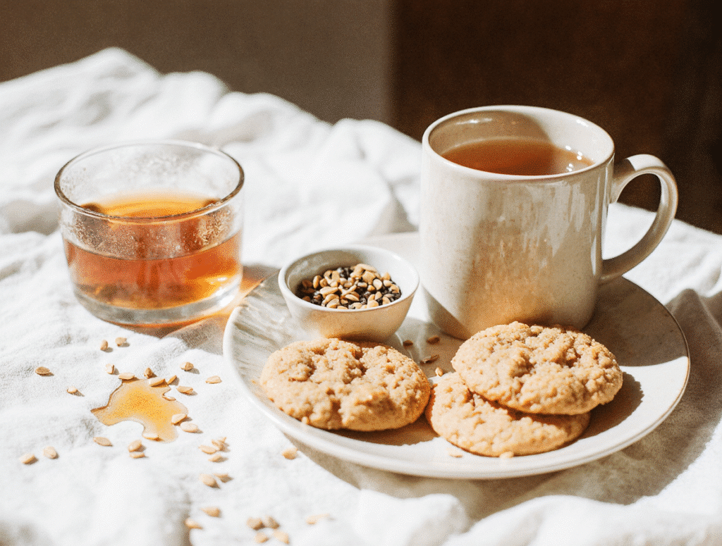 chewy-honey-sesame-cookies-served-with-tea